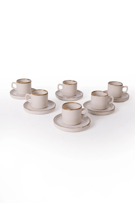 Hermia Juego de Tazas de Té de 12 Piezas Crema y Canela